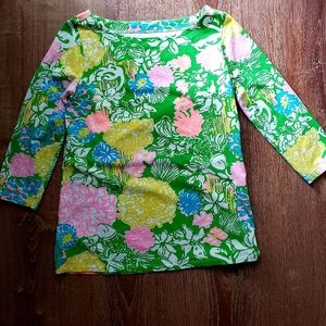 Lily Pulitzer Juline Hibiscus Boatneck Top